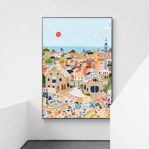 Stampa su tela ispirata a <span class=keywords><strong>Matisse</strong></span>: Arte murale con porta costiera, scena mediterranea da spiaggia, decorazione moderna per soggiorno e camera da letto - Product Image 4
