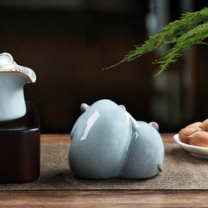 Figura de cerámica del zodiaco de la rata, estilo Ru Kiln, diseño de crecimiento en conjunto, para sala de té, sala de estar, escritorio, decoración del hogar - Product Image 3