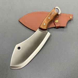 Coltello da Macellaio in Acciaio Inox 48CR, Utensile da Cucina Versatile con Manico in Legno di Mogano Rosso - Product Image 3