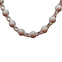 Collier chaîne cubaine unisexe de luxe et tendance en rotin, 22 pouces, 8 mm, avec breloque boule en diamant de laboratoire, plaqué or blanc, certifié