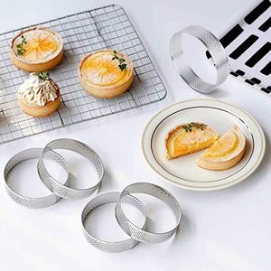 Anillos perforados para hornear de acero inoxidable antiadherentes, moldes redondos para tartas y postres franceses, círculos para base de tarta. - Product Image 4