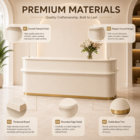 Comptoir d'accueil haut de gamme en crème claire, moderne, pour bureau, salon de beauté, avec armoire de rangement