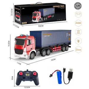 Batterij Aangedreven Auto Elektrische Container Speelgoed Open Deur Kids Grote Trailer Tow Truck Rc Afstandsbediening Kinderen Vrachtwagens Voertuig Speelgoed