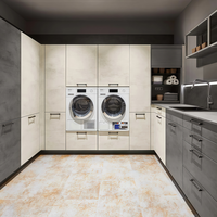 25 armoires d'organisation de la salle de lavage Armoire d'évier avec machine à laver et miroir LED Armoires de lavage modernes et minimalistes
