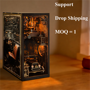 OCHOICE MOQ 1 Dropshipping DIY Book Nook <span class=keywords><strong>japonais</strong></span> en bois, Puzzle 3D en bois, Book Nook 3D, Maison miniature DIY - Product Image 4