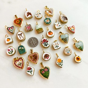 DZ033 Mini Heart Flower Horse Charm, 18K Gold Plated Stainless Steel Cute Pendant for DIY <strong>Jewelry</strong> Making <strong>Supplies</strong> - Product Image 2