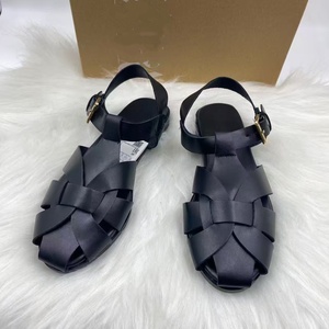 Nouvelles sandales pour femmes, best-sellers, noires, à semelle plate, bout rond, tendance, très vendues - Product Image 3