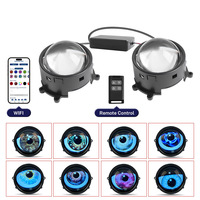 Lentille de modification de phare de voiture pour le commerce extérieur, 23 modes, télécommande, yeux de démon dynamiques, yeux de caméléon, lumières décoratives 12V