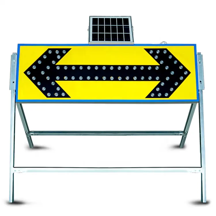 Panneau lumineux clignotant de flèche à deux voies, sécurité routière de Construction, panneau de direction de flèche solaire, panneau de guidage routier avec support