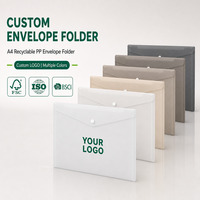 Pochette de classement A4 en PP avec logo personnalisé, bouton-pression, pochette transparente en plastique pour documents, classeur pour fournitures de bureau