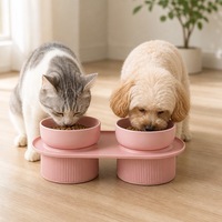 Gamelle double en céramique pour chat et chien, surélevée, robuste, avec support – Meilleure vente