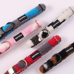 Okeypets-Collar de perro de tela suave Sherpa personalizado para boda, duradero, venta al por mayor, collar de perro de lana de cordero de Color personalizado - Product Image 1