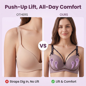 <span class=keywords><strong>Reggiseno</strong></span> senza cuciture viola all'ingrosso, a coppa 3/4, <span class=keywords><strong>balconette</strong></span> push-up con spalline a righe, <span class=keywords><strong>reggiseno</strong></span> contenitivo da donna per uso quotidiano - Product Image 4