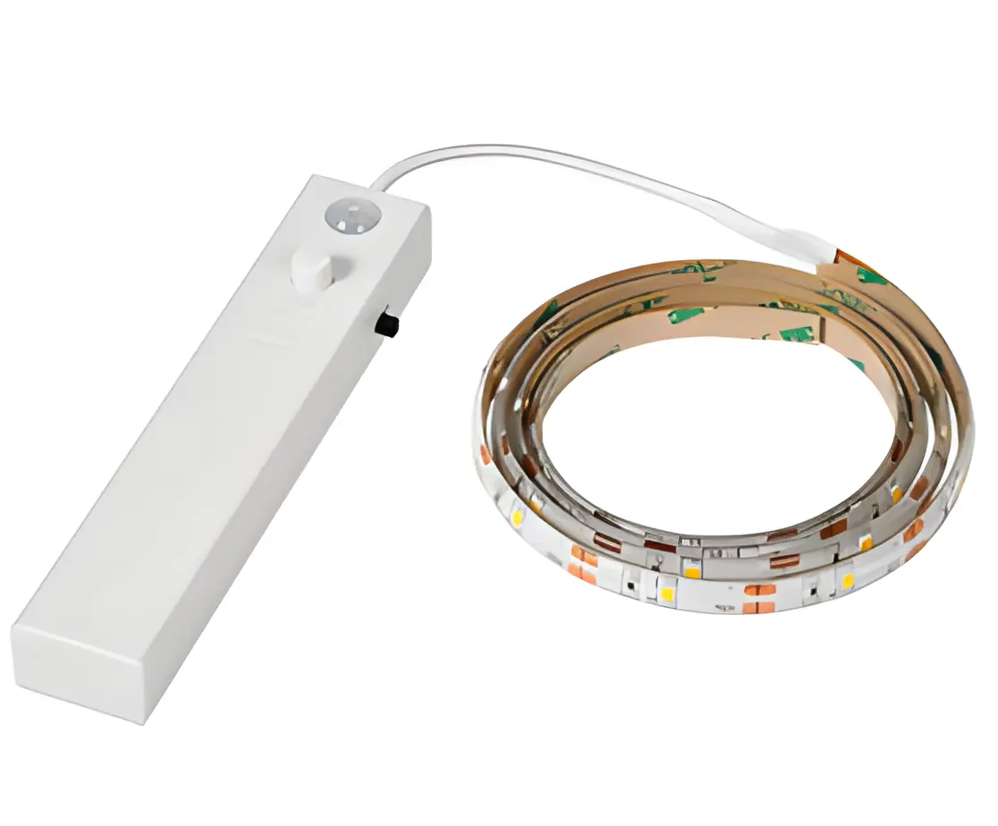 Lampu LED Strip Sensor Gerak Dioperasikan Baterai Lampu Kabinet Lemari Pakaian Bawah Tempat Tidur, Lampu Strip Led Pintar