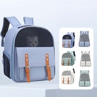Sac à dos pour chat en tissu Oxford, couleur macaron, avec fenêtre en maille, portable, pliable, respirant, léger, grande capacité