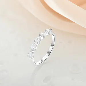Anello da dito in vero argento Sterling 925 con zirconi anello classico in pietra CZ per le donne anelli di fidanzamento in oro bianco da sposa
