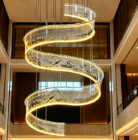Lustre de plafond LED à ruban personnalisé réglable en hauteur, style peinture à l'encre chinoise, éclairage décoratif à bande douce pour restaurants et halls d'hôtel