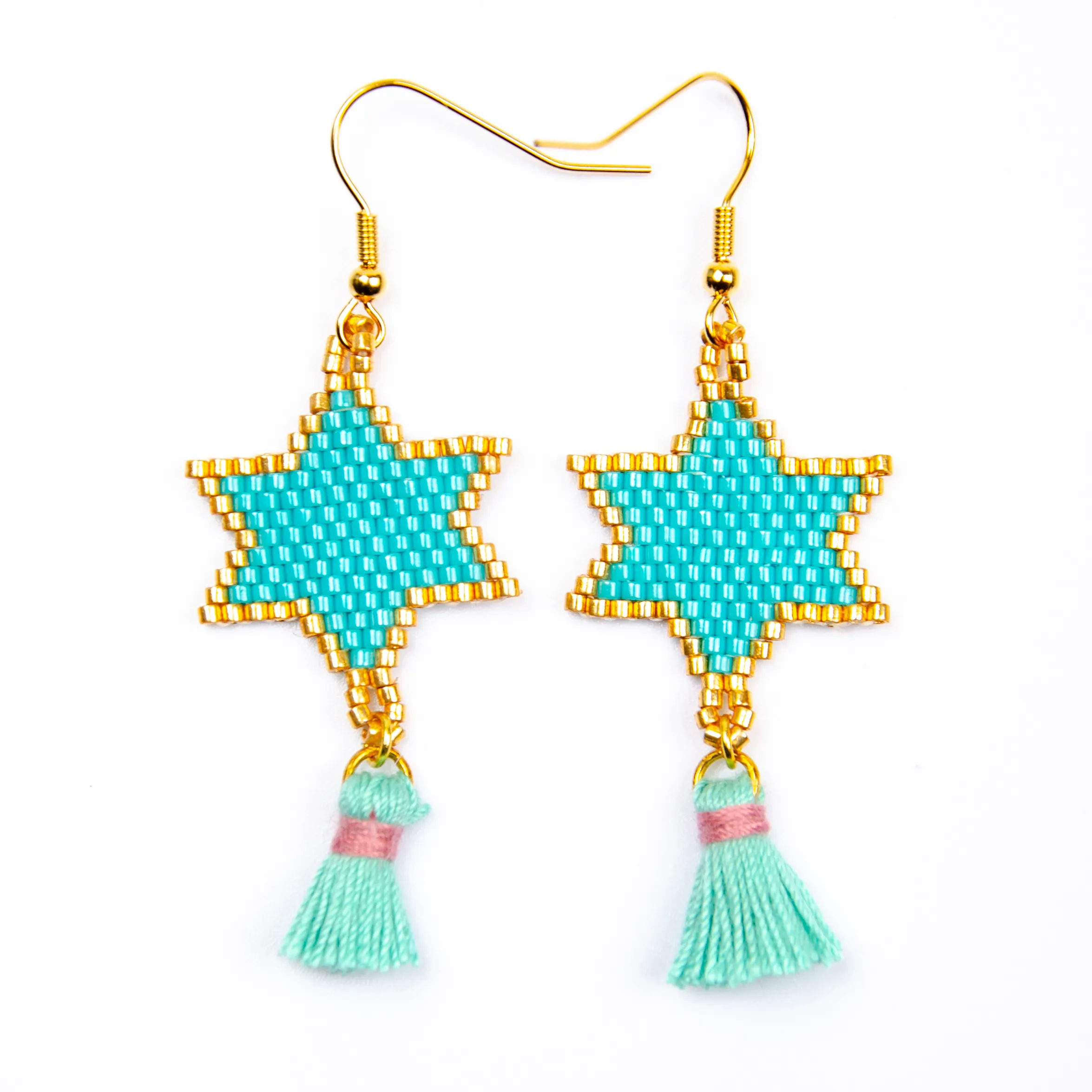 Go2Boho Green Hexagonal Star Hook Earrings Bohemia Miyuki Seed Beads Retro Tassel Earrings Accessory For Women
