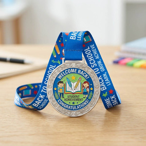 Médaille de rentrée scolaire en alliage de zinc moulé sous pression, plaquée nickel de qualité supérieure, avec impression UV et motif de dessin animé, <span class=keywords><strong>pour</strong></span> la rentrée des classes de maternelle, vente en gros - Product Image 2