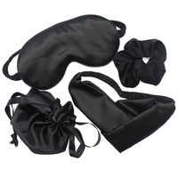 Masque de nuit en Satin de soie pour femmes, Souvenir de voyage, ensemble avec bandeau, sac cadeau et chouchou pour cheveux