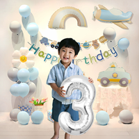 Auto-Flugzeug-Thema Digitaler Folienballon-Banner-Set mit Leuchtendem Dreistufigem Blinklicht für Kinderpartydekoration