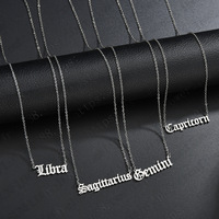 Pendentif Collier Signe Zodiaque Étoile Horoscope Plaqué Or 18 Carats en Acier Inoxydable Haut de Gamme pour Femme