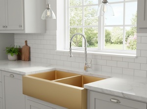 Antique Style Handmade Farmhouse <b>Kitchen</b> <b>Sink</b> Apron Front Hammered Surface Brass Plated Finish Single Bowl <b>Sink</b> for <b>Kitchens</b> - Product Image 2