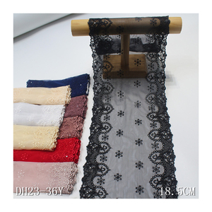 Lingerie accessoires dentelle tissu blanc Floral Stretch broderie bordure dentelle garniture avec strass pour Abaya robe <span class=keywords><strong>de</strong></span> mariée - Product Image 1