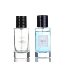 Stokta 50ml özel etiket şeffaf yuvarlak lüks koku boş parfüm şişe ambalajlama özel siyah parfüm manyetik kap