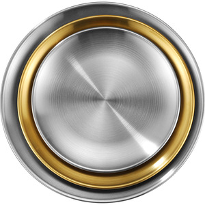 Golden Round Plate 304 Stainless Steel Restaurant <b>Tray</b> Steak Dessert Fruit Serving <b>Tray</b> Solid Color Shallow Dish - Product Image 2