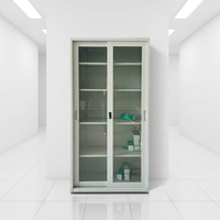 Armoire de classement en acier laminé à froid de haute qualité avec porte coulissante en verre, meuble de rangement métallique pour usage commercial et bureautique