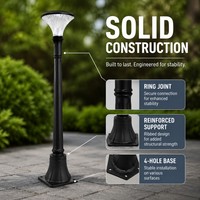 Lámpara Solar LED de Jardín de Alta Luminosidad de 5W y 1/1.5m con Fotocélula + Control de Tiempo + Interruptor Manual para Césped, Jardín, Hotel, Campos de Golf