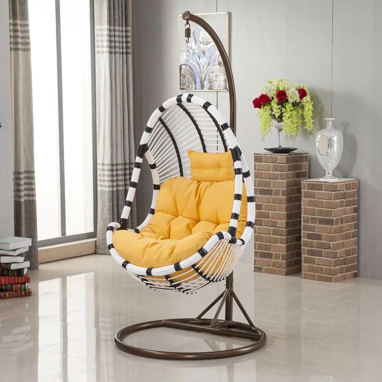 Patio Garden Rattan Hanging Chair  With Stand Indoor Outdoor Furniture Swing Chairs
