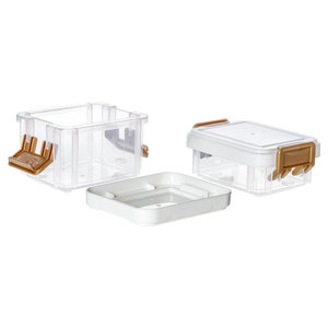 Boîte de <span class=keywords><strong>rangement</strong></span> à verrouillage polyvalente à 2 couches avec couvercle Organisateur de <span class=keywords><strong>couture</strong></span> transparent Boîte empilable Petite boîte en plastique empilable - Product Image 5