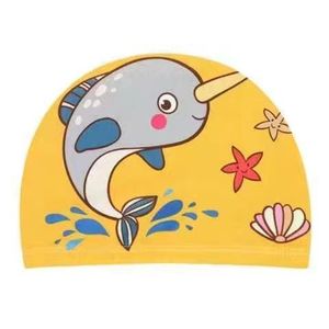 Bonnet de bain en nylon coloré bleu rose jaune pour enfants, dessin animé amusant, logo personnalisé 2024 - Product Image 1