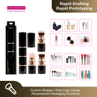 Pinceau de maquillage portable réutilisable 3 en 1 en poils synthétiques vegan pour les maquilleurs professionnels