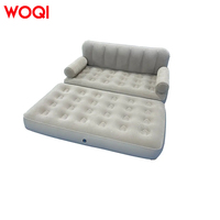 Canapé gonflable WOQI en tissu floqué, doux et respirant, convertible en lit gonflable avec pompe électrique intégrée pour 2 personnes