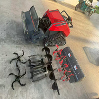Tondeuse à gazon industrielle sans fil 48V télécommandée sur chenilles, à moteur diesel, avec poignée télescopique et accessoires interchangeables
