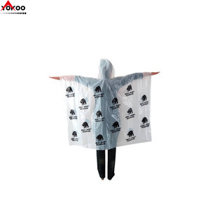 Poncho de pluie jetable en PE pas cher avec logo imprimé sur toute la surface en 1 couleur pour la promotion - Product Image 2