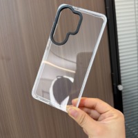 Contrast Frame Case voor Samsung Galaxy S26 Ultra S25, Transparante Jelly TPU hoes met interne impactbuffer schokbestendige schaal