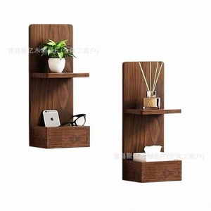 Wooden <b>Wall</b> <b>Mounted</b> <b>Shelf</b> Rectangle 2 Tier Large Capacity Storage For Bathroom Bedroom Organize Toiletries And Misc Items - Product Image 3
