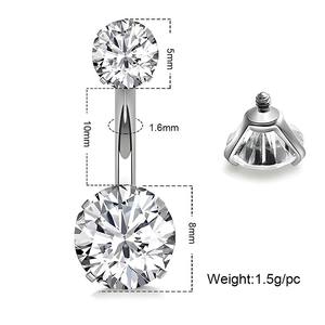 Grosir G23 perhiasan tindik tubuh Titanium barbel melengkung berkepala ganda zirkon cincin kancing perut pusar TI kuku - Product Image 2