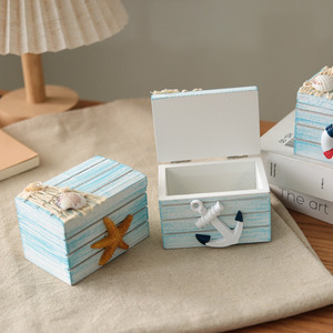 Mini Cajas de Almacenamiento con Temática Oceánica, Caja de Joyería Rectangular de MDF, Adornos Decorativos de Estilo Mediterráneo, Apilables, para Sala de Estar - Product Image 3