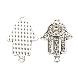 Conector de Mano de Hamsa con Cuentas y Ojo Turco, de Aleación de Zinc, Bronce y Plata Antigua, para Amuletos de Protección y Manualidades - Product Image 3