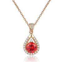 Nouveauté Cuivre Rouge Zircon Bracelet Collier Bague et Boucles d'Oreilles Ensemble de Bijoux pour Femmes