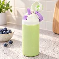 Bouteille d'eau isotherme sous vide 700 ml (24 oz) en acier inoxydable avec couvercle à paille large, gourde de sport pour voiture avec poignée, bouteille pour enfants