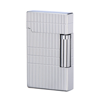 Accessoires pour fumeurs : Briquet à flamme nue en métal personnalisé avec meule, rechargeable au butane, idéal pour cadeau d'affaires