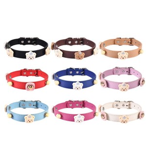 Cute Cartoon Teddy Bear PU Leather Pet Collar Adjustable Size Small Medium <b>Dog</b> Cat Accessory - Product Image 3