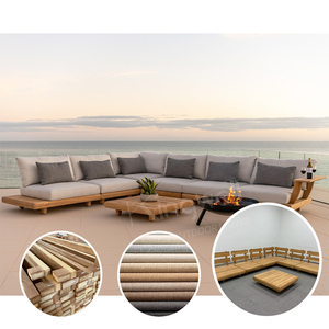 Mobilier d'extérieur luxueux au design moderne, canapés de jardin imperméables en bois de teck, ensembles de canapés en tissu pour hôtel et villa pour le salon, le parc et le patio - Product Image 5