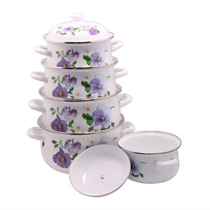 Juego de utensilios de cocina de 18-26cm, juego de cubierta de olla, cazuela, esmaltada, color verde, buen diseño - Product Image 2